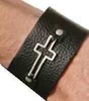 Leather Sideway Cross Bracelet Wide