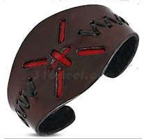 Leather Cross Cuff Bangle Bracelet Wide