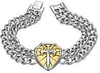  Cross Shield Bracelet Stainless Steel 3 Tones