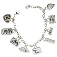 Faith, Pray, Hope Christian Charm Bracelet Silver