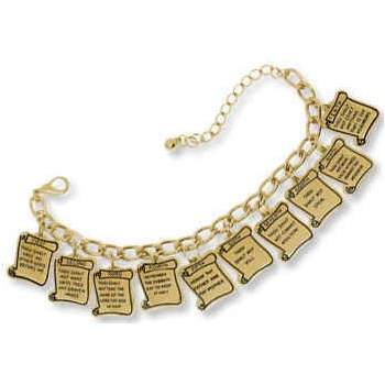 Ten 10 Commandments Charm Bracelet Gold