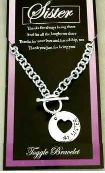 #1 Sister Silver Heart Chain  Bracelet