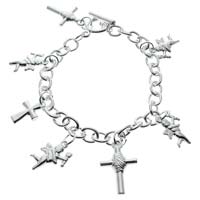Bracelets & Earrings Set -  Crosses & Angels Silver Charms