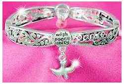 Bracelet Wish Peace, Unity  Dove Charm Silver