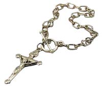 Antique Silver Crucifix Chain Bracelet