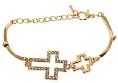 Sideways Cross Charm Bracelet