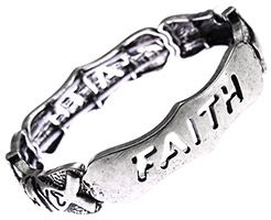 Faith Burnished Silver Stretch Bracelet