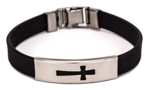 Cross Stainless Steel Silicone Bracelet