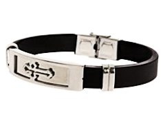 Budded Cross Stainless Steel Silicone Bracelet