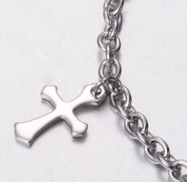 Cross Charm Bracelet, Stainless Steel