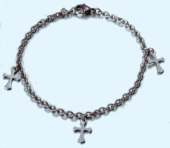 Cross Charm Bracelet, Stainless Steel