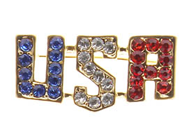 USA Rhinestone Pin, USA Pin, Patriotic Pin