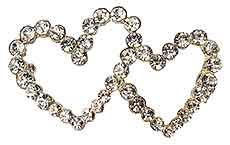 Double Heart Brooch Pin - Double Crystal Heart Pin