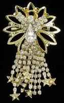 Rhinestone Angel Large Brooch Crystal Stars