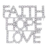 Faith Hope Love Rhinestone Pin