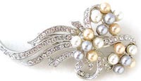 Large Flowing Flower Pearl Rhinestone Brooch