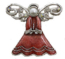 Angel Rhinestone Brooch Antique Silver