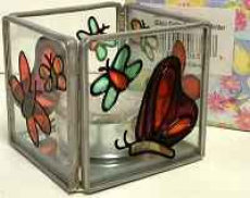 Butterflies Votive Candle - Stained Glass