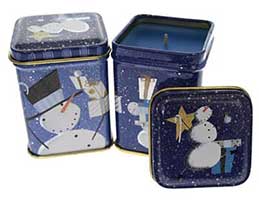 Snowman Candle in Tins with Vanilla Scented Candle