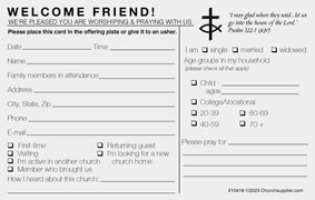 Welcome Friend! Pew Card - English & Spanish (pkg of 100)