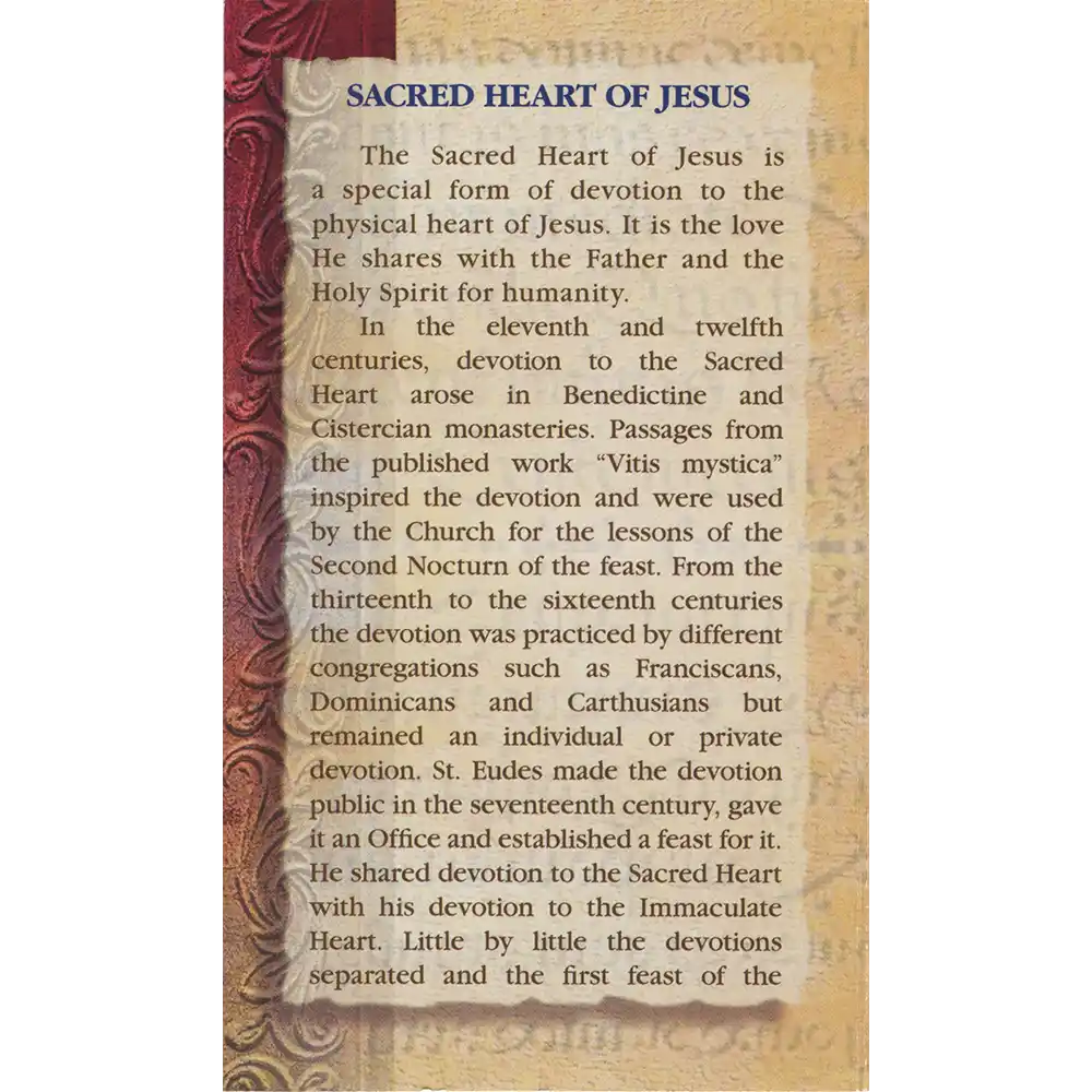 Sacred Heart of Jesus - Folded Prayer Card Page 2