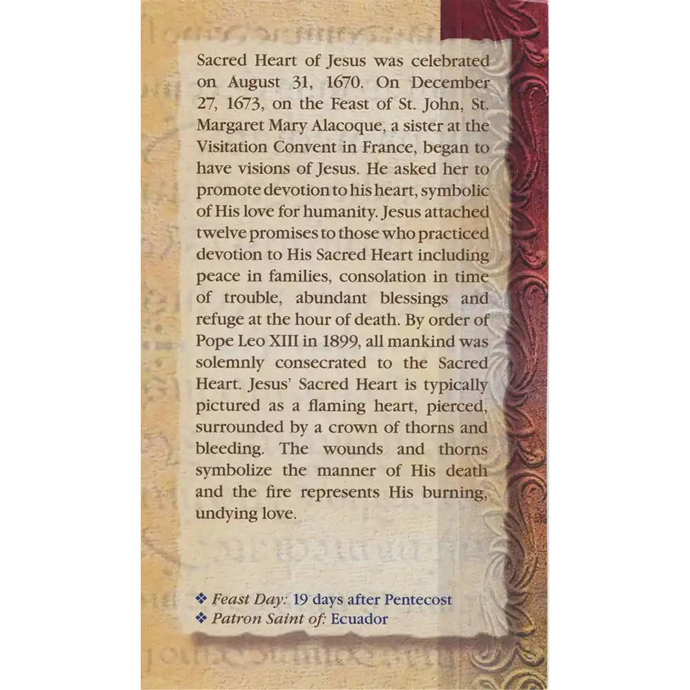 Sacred Heart of Jesus - Folded Prayer Card Page 3
