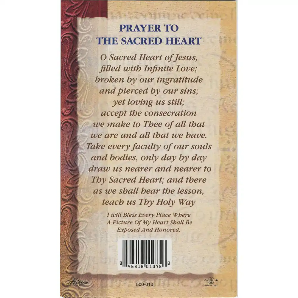 Sacred Heart of Jesus - Folded Prayer Card Back Cover