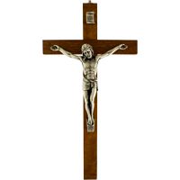 10 or 12 Inch American Oak Wood Wall Crucifix