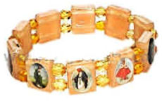 Bracelet - Catholic Saints Pictures Gold Plastic