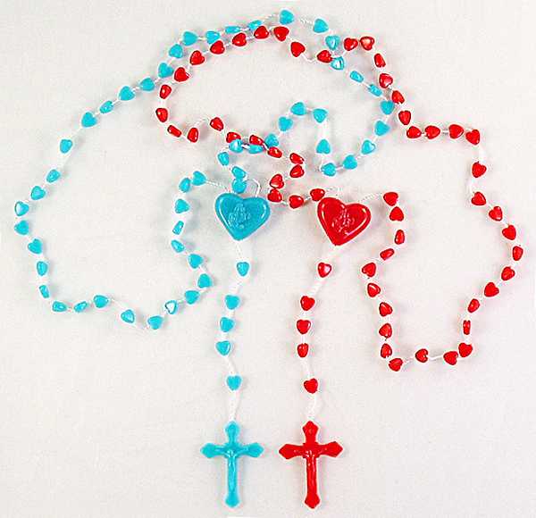 Red or blue corded plastic Rosaries