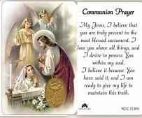 Communion Holy Prayer Card For Girls