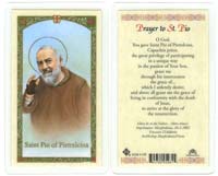 St. Pio Laminated Holy Devotional Prayer Card