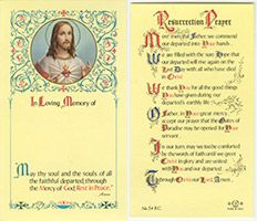 Sacred Heart Memorial Paper Prayer Card 