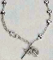 Childs Silver Heart Catholic Bracelet