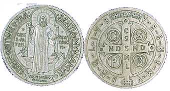 Saint Benedict Small Round Oxidized Medal