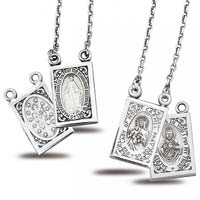 Sterling Silver Miraculous Medals Scapular Necklace