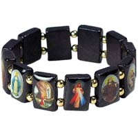 Wood Catholic Saints Pictures Bracelet