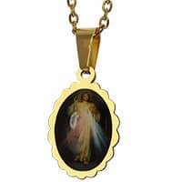 Jesus Divine Mercy Stainless Golden Steel Pendant