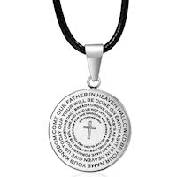 Lord's Prayer Silver Corded Necklace