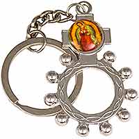 Rosary Ring Key Chain with Pictures