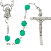 Emerald Green Rosary Beads with Crucifix & Our Lady Center