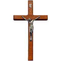 7.5 Inch Wood Wall Crucifix with Pewter Corpus