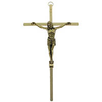8 Inch Gold Wall Crucifix - Catholic Home Decor
