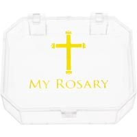 Clear Rosary Box with Gold Cross