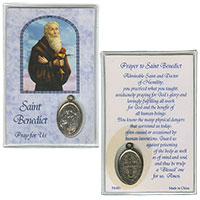 St Benedict Devotional Holy Card with Medal