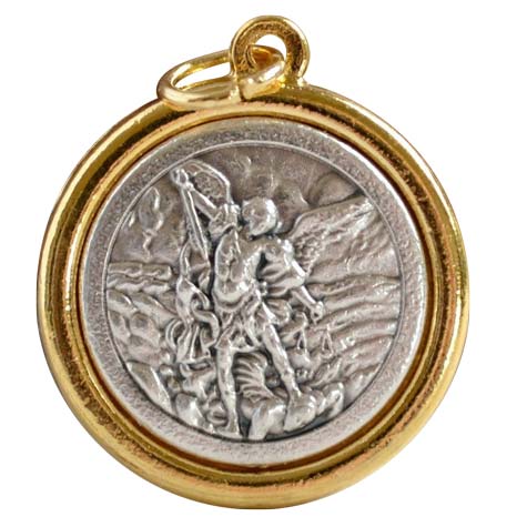 H&M Archangel Saint Michael Medal 9/16 Inch Sterling Silver Medal Pendant