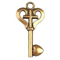 Jesus is the Key Heart Cross Bronze Pendant