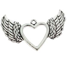 Angel Wings Heart Charm