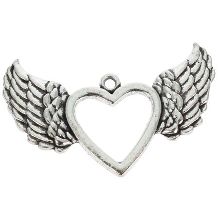 Angel Wings Heart Charm Sterling Gifts