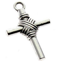 Cross Charm Rope Center Silver